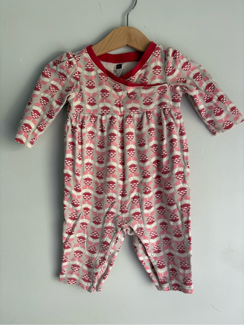 Tea Collection Pink Patterned Long-Sleeve Romper